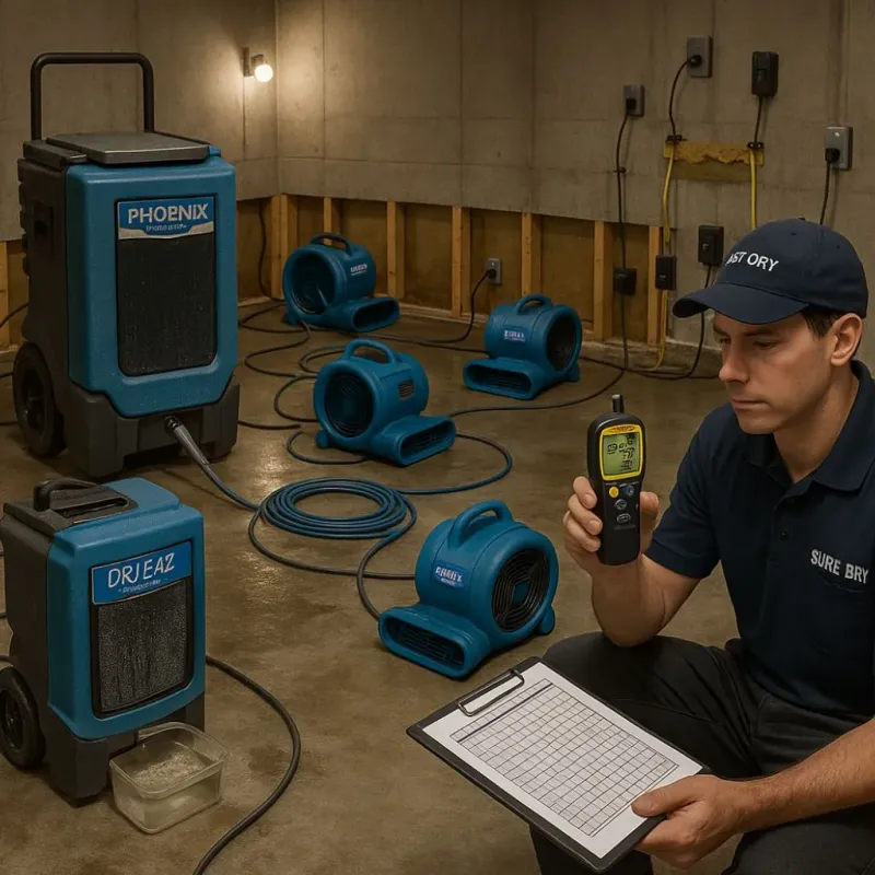 Structural Drying and Dehumidification process in Lockport Heights, LA
